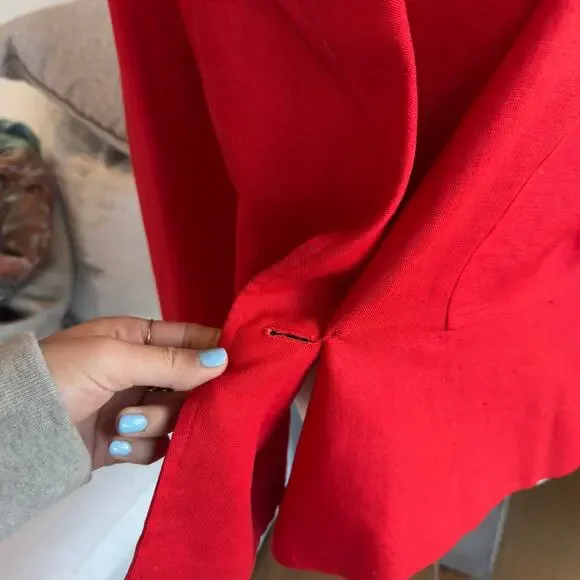 MaxMara Linen Blazer Jacket in Red Size 14 - Picture 4 of 6